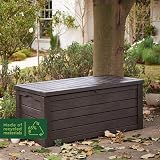 Keter Westwood 570L Outdoor Storage Box Brown Wood Effect All Weather view 3