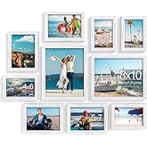 decorUhome Picture Frames Collage Wall Decor for Photo Gallery Display, Assorted Picture Frames set of 10 Including Two 8x10 / Four 5x7 / Four 4x6 for Family Wall Decor, Distressed White, 10 Pack