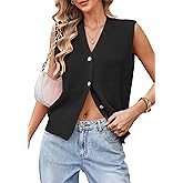 Sweater Vest Women Sleeveless Cardigans Knit Vest Top Trendy Summer Button Up Sweater Tank Tops