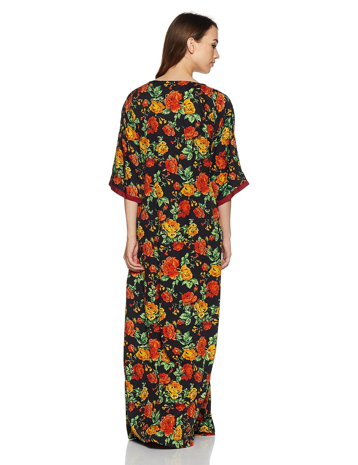 clovia womens crepe nighty with floral print robe