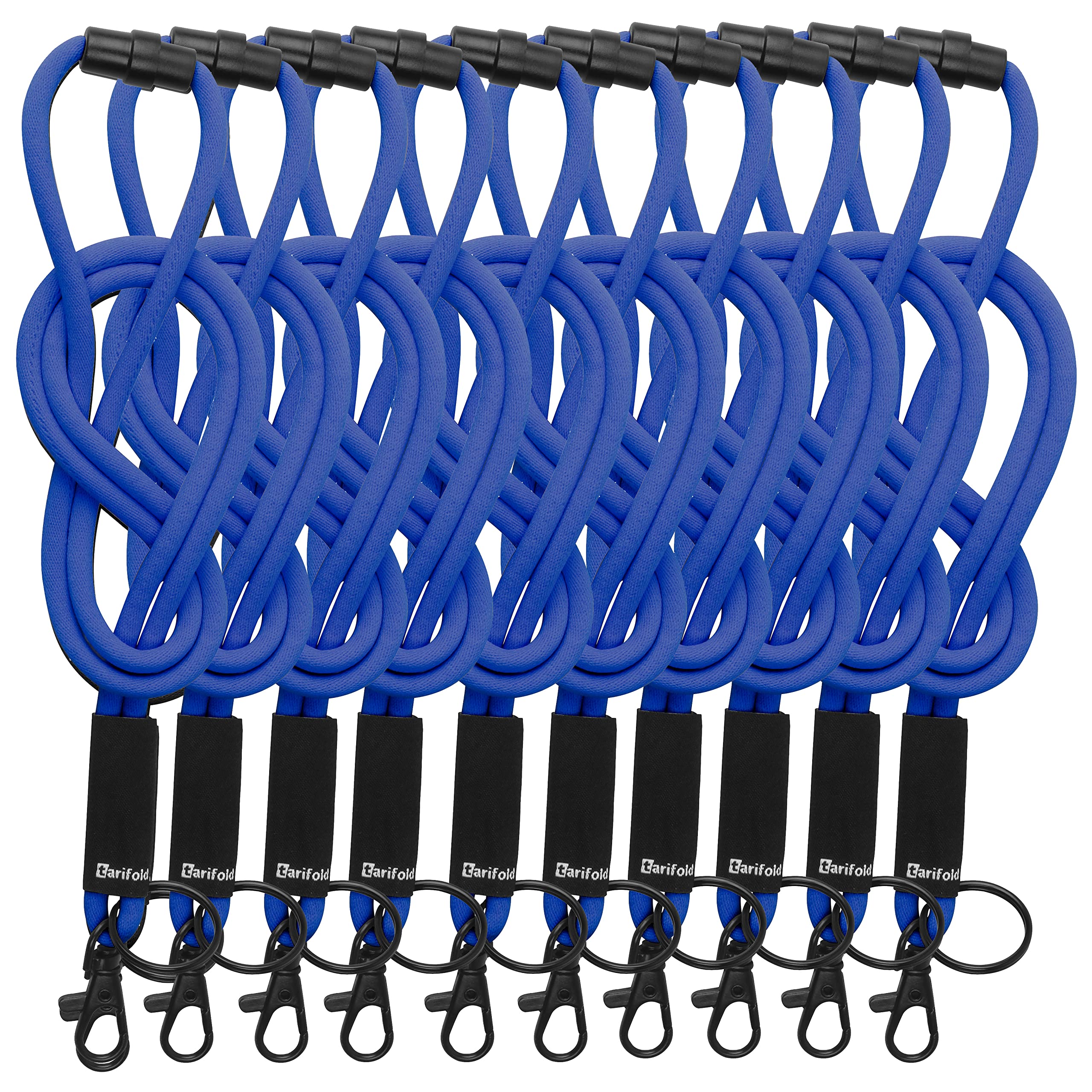 Tarifold ES 200541 - Pack of 10 Neck Lanyards for ID Cards, Keys, Very Soft Fabric, Safety Lock, Blue