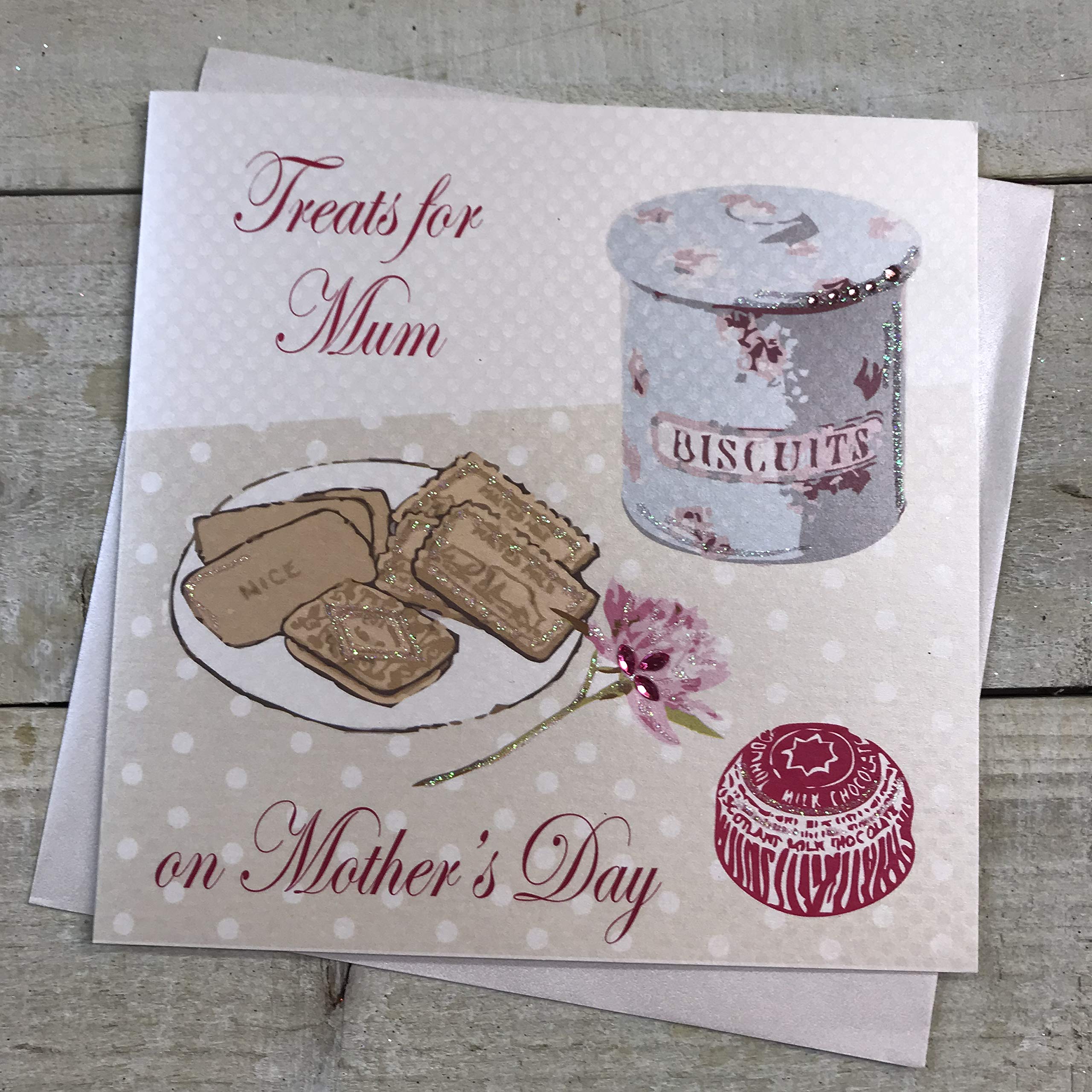 WHITE COTTON CARDS Treats for Mum, Handmade Mother's Day Card (Code MP7)