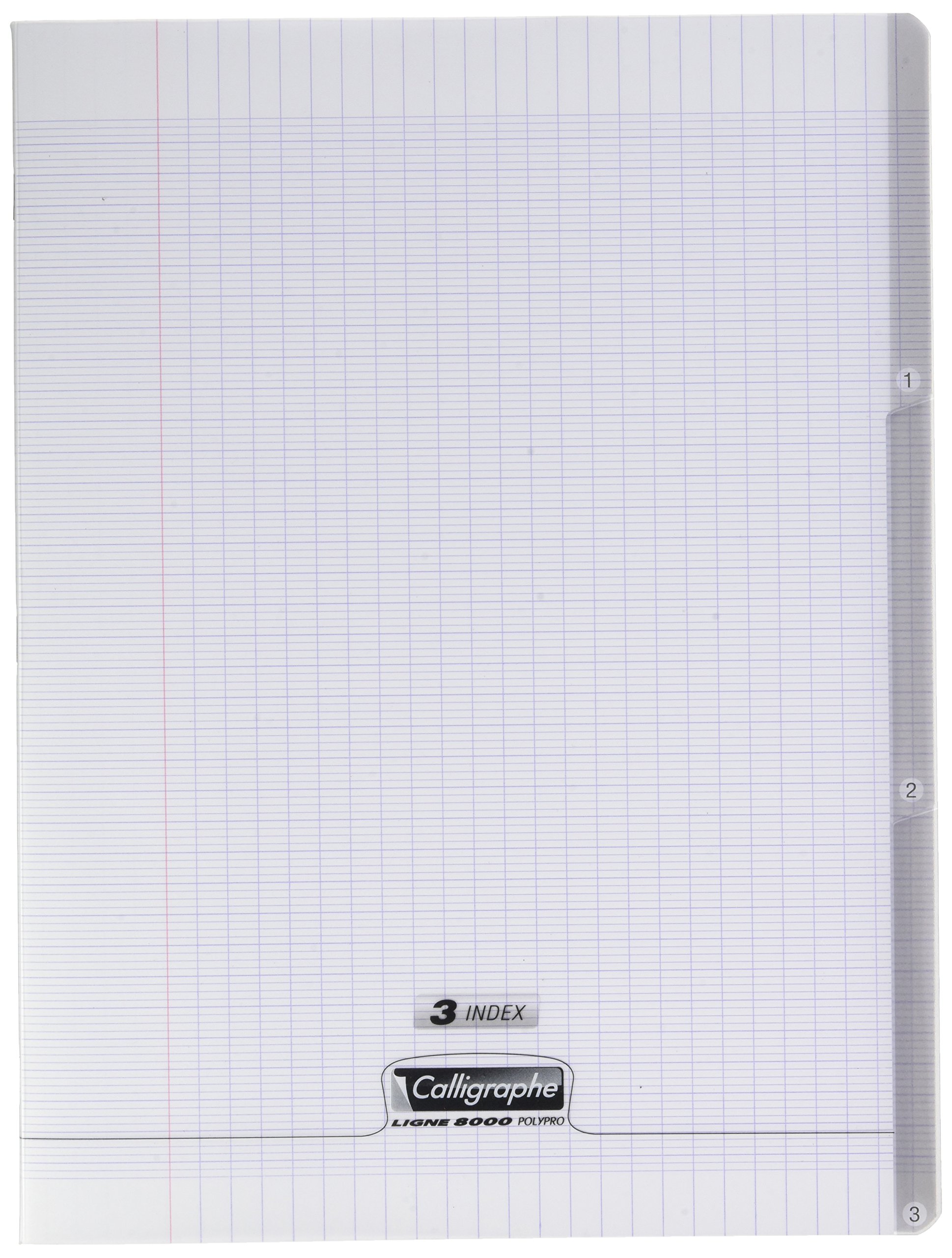 Calligrapher 18228C A Stapled Notebook 3 Index Clear (a Clairefontaine Brand) - 24x32 cm - 96 Seyes Ruled Pages - White Paper 90 g - Transparent Polypro Cover