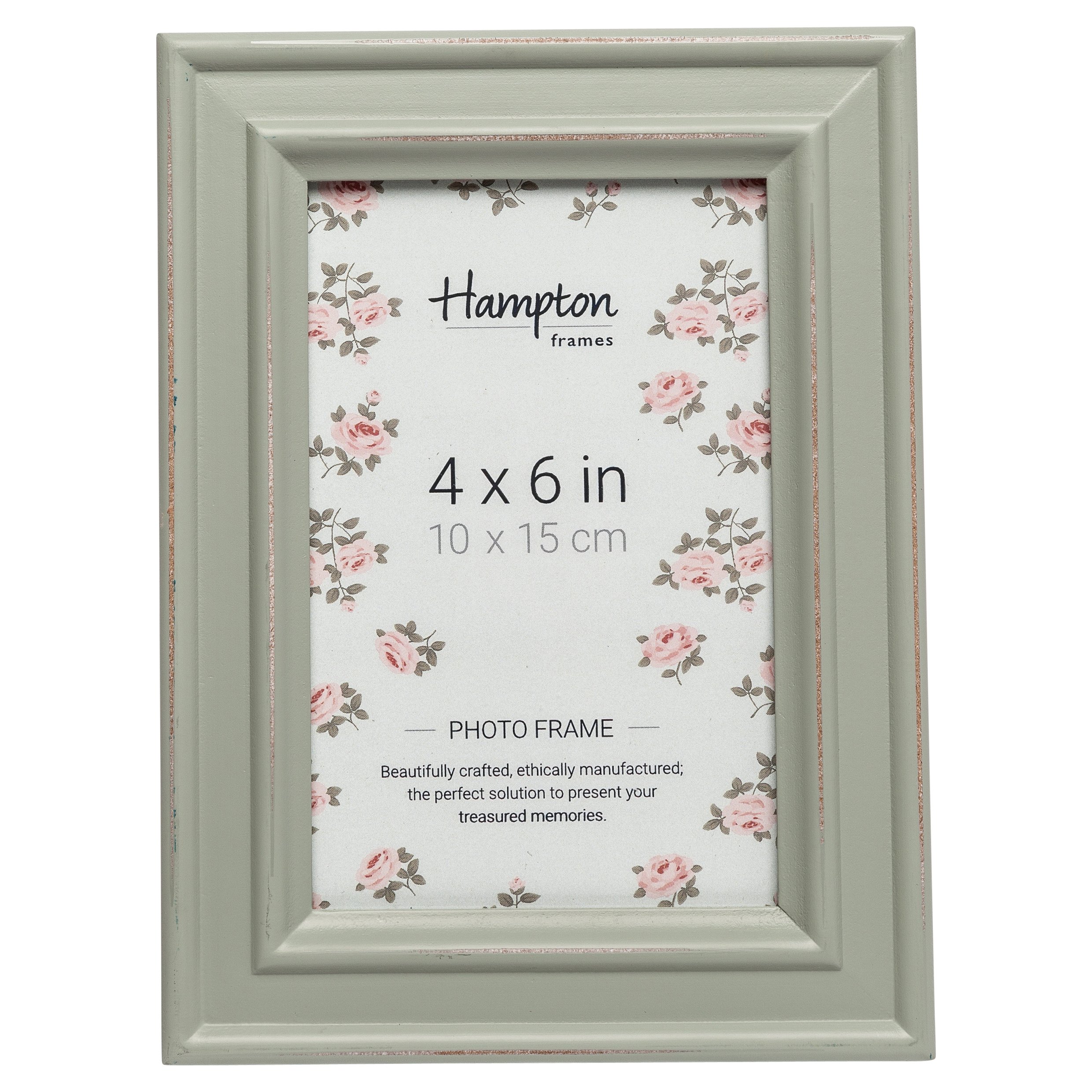 Hampton Frames | PALOMA Picture Photo Frame | 4x6 Inch, Sage Green, Distressed Wood | Glass Aperture, Freestanding or Wall Mounted, Drop-In Back | Home Décor Display