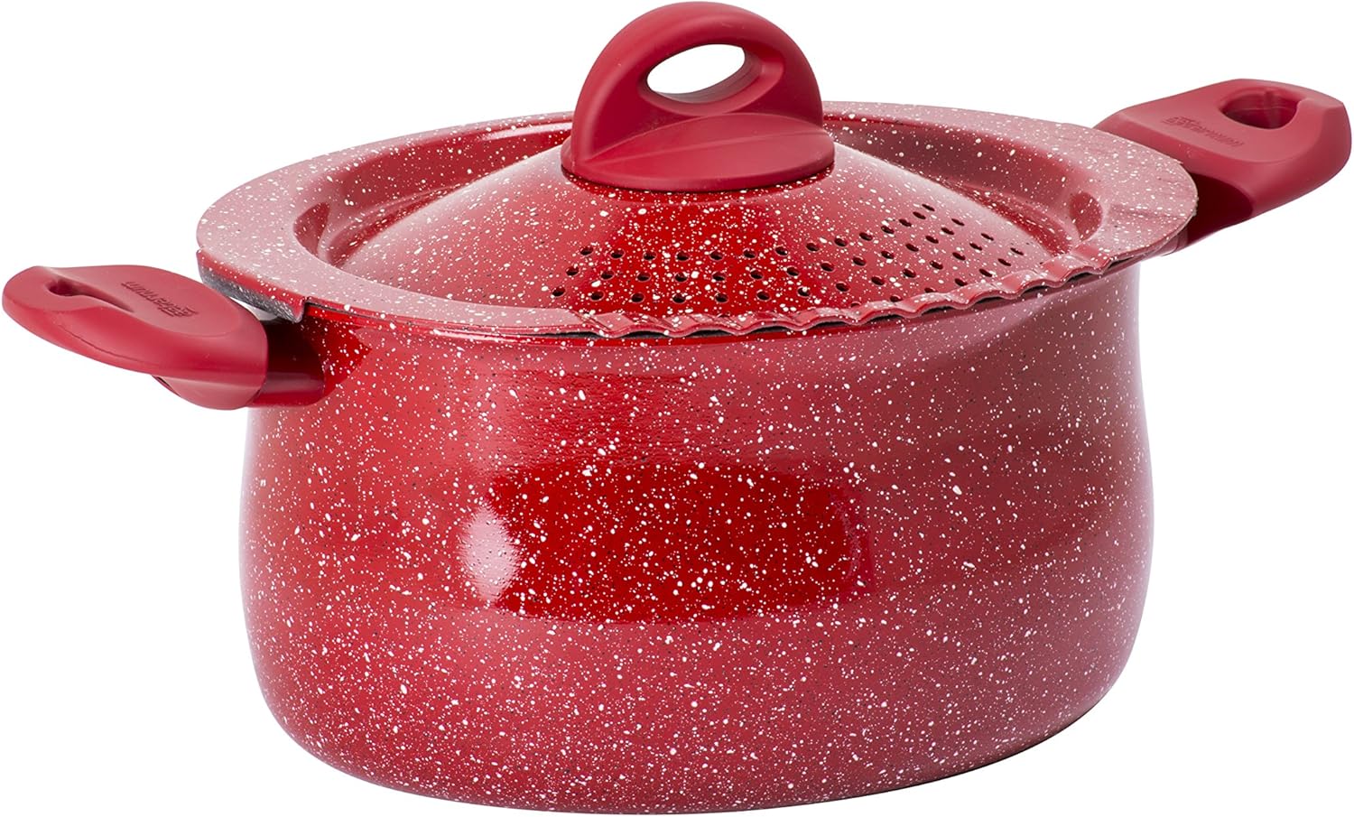 Bialetti Madame Rubino Induction Pasta Pot, Aluminium, Grey/Red, 26 cm