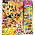Disney Princess Cinderella, Moana, Rapunzel, and More! - First Words: Point, Match, Listen, and Learn! 30-Button Sound Book - PI Kids