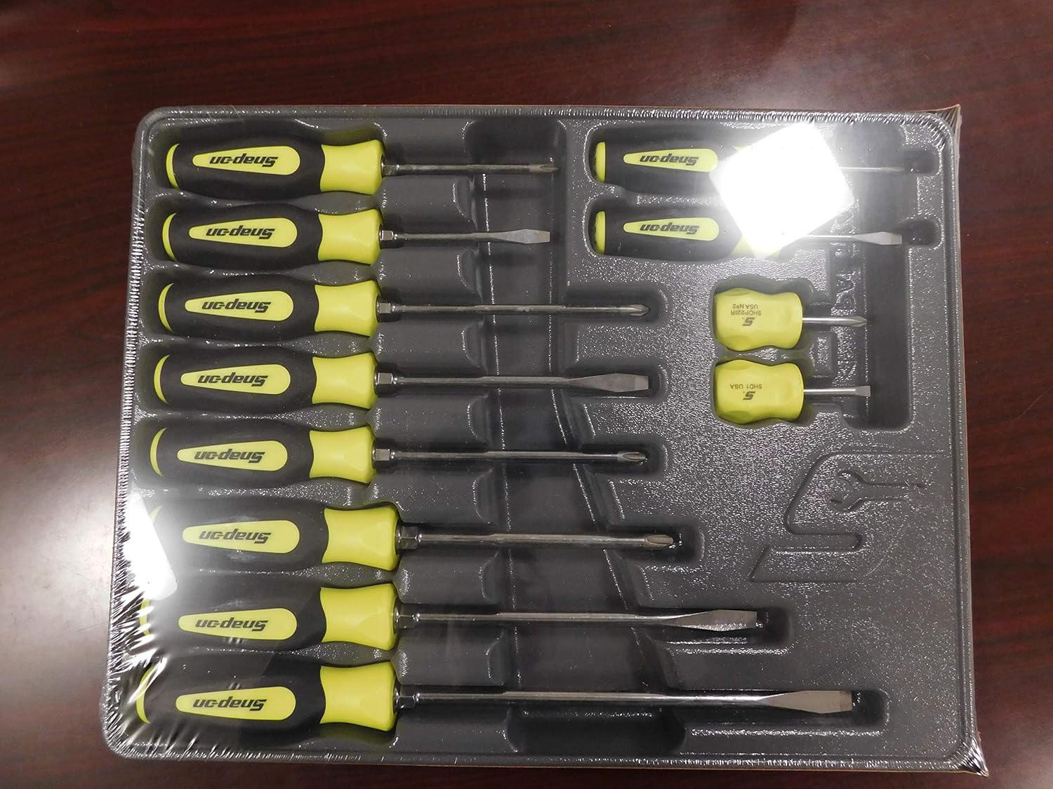 SnapOn 12 Piece Soft Grip Yellow Handle Combination Screwdriver Set