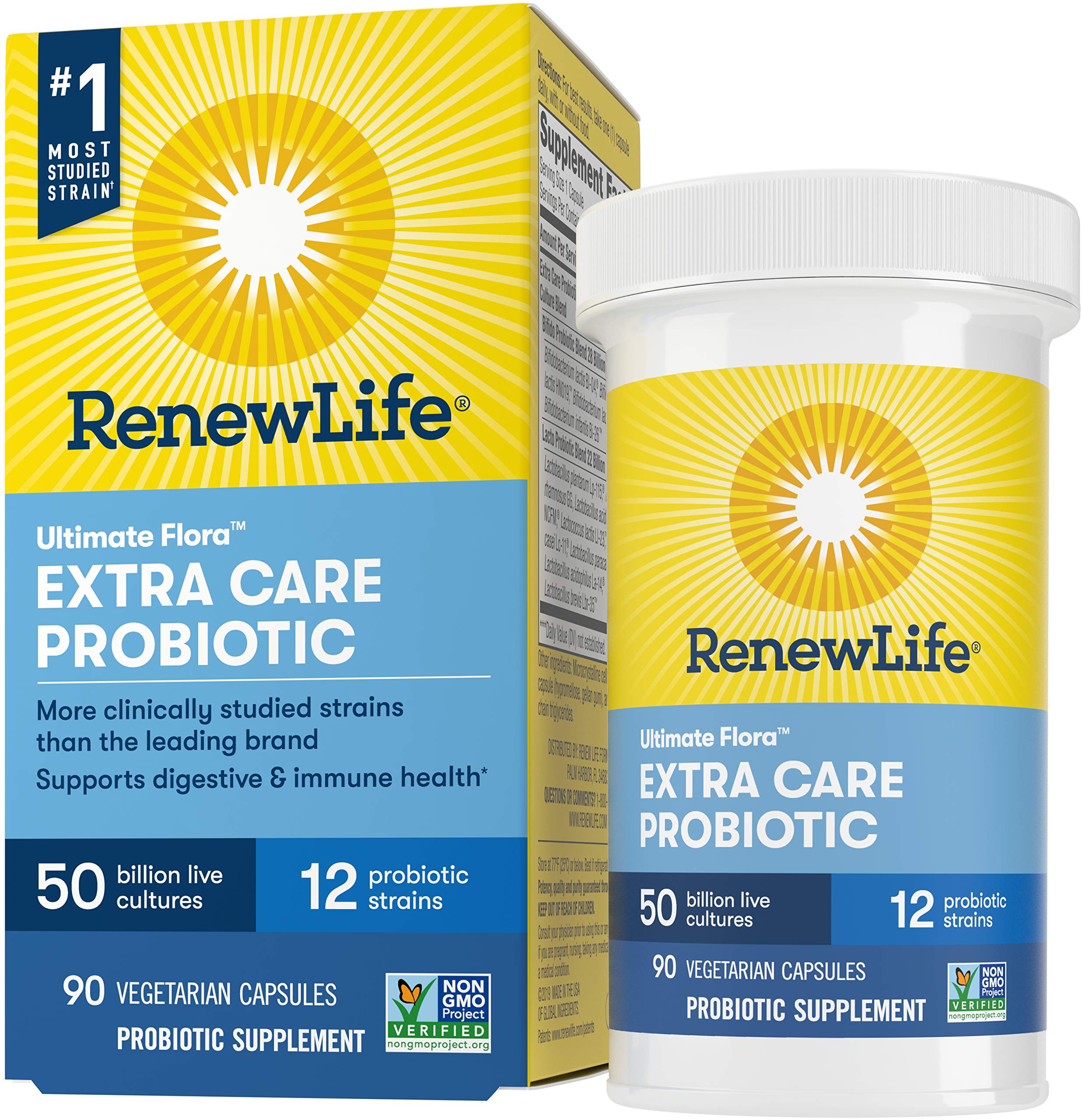 Renew Life Adult Probiotics 50 Billion CFU Guaranteed, Probiotic Supplement, 12 Strains, Shelf