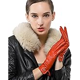 Nappaglo Women Italian Leather Gloves - Winter Driving Ladies Lambskin Warm Fleece Lining