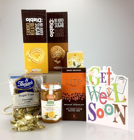 Get Well Themed Diabetic Choice Sugar Free Food Hamper Biscuits Chocolate Sweet Wife Husband Girlfriend Mum Dad Boyfriend Son Daughter Partner Friend Amazon Co Uk Grocery