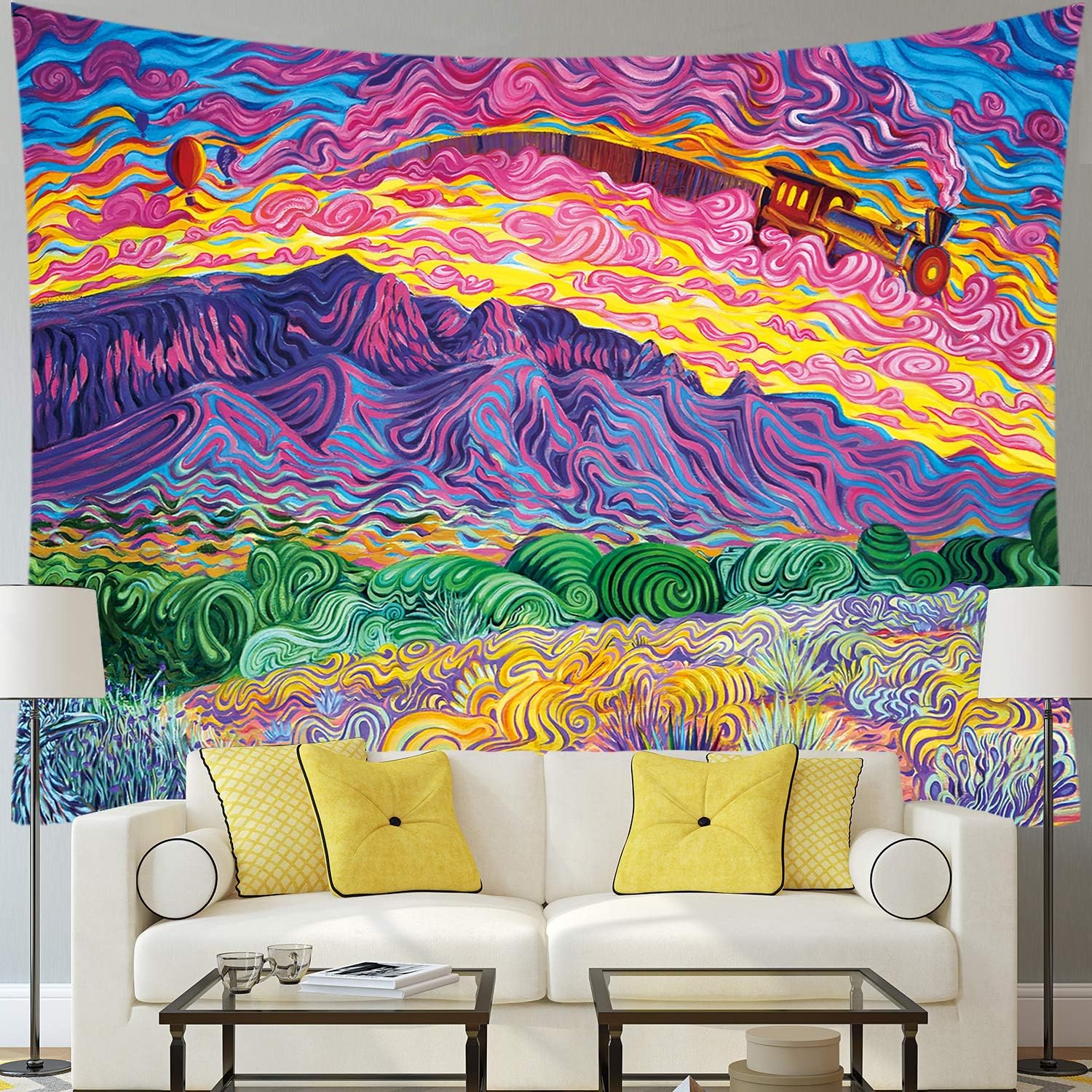 Trippy Tapestry,LingBen Colorful tapestry Mountain Abstract