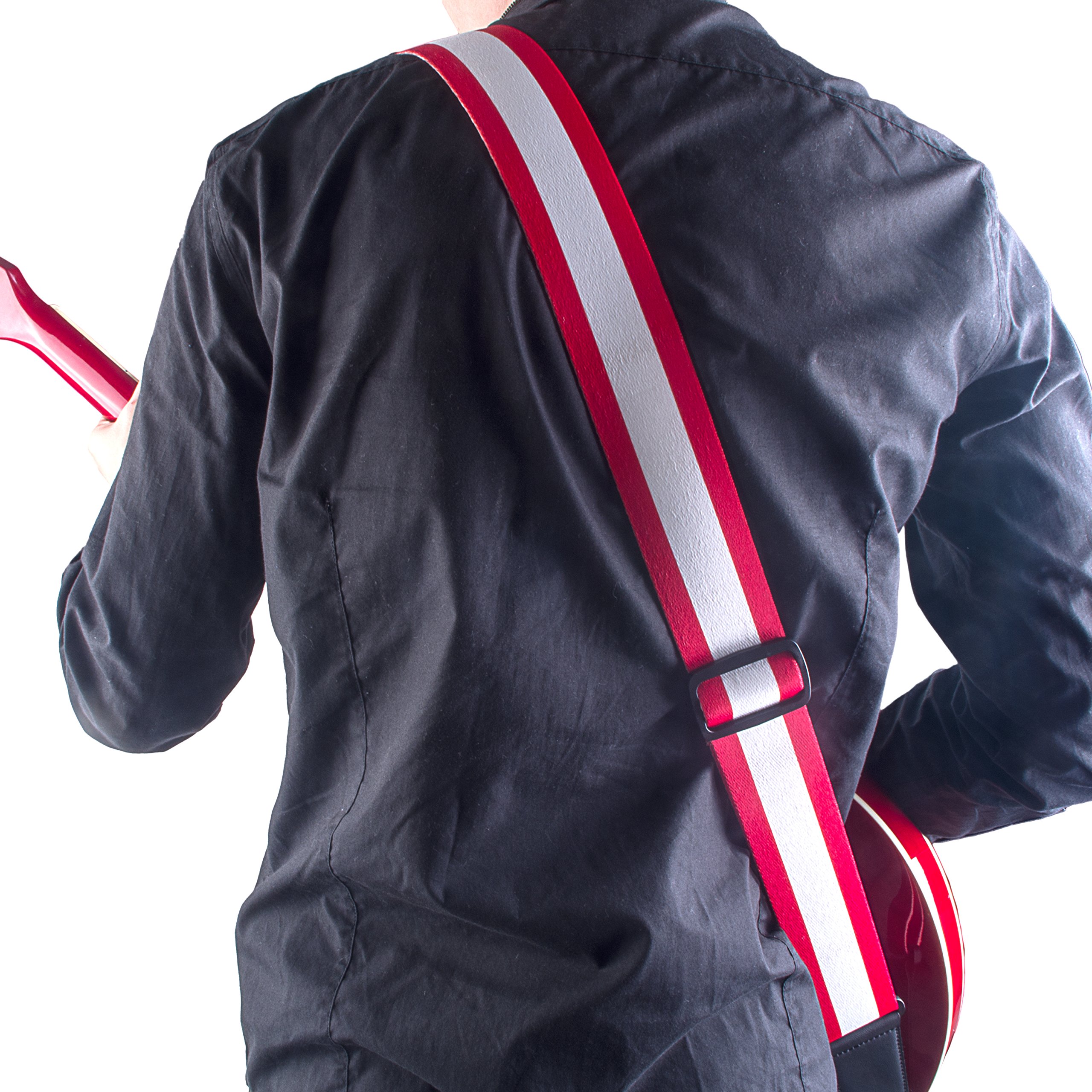 Guitar Strap Bass Mugig Adjustable Soft Cotton with Pick Pocket (Maple Leaf)