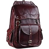Handmade World Vintage Full Grain 21 Inch Leather Laptop LARGE Backpack Casual Bookbag Daypack Travel Rucksack (Brown)