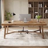 Tribesigns 71-Inch Executive Desk, Farmhouse Computer Desk for Home Office | 71" L x 32" D Large Desk, Office Desk with Sturdy Metal Legs, Rectangular Table Desk for Home Office, Easy Assembly, Oak Wood