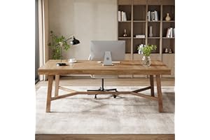 Tribesigns 71-Inch Executive Desk, Farmhouse Office Computer Desk with Sturdy Leg Structure, Rectangular Writing Table Busine