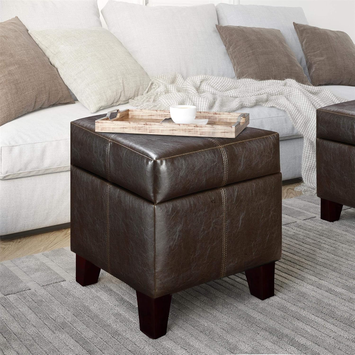 Amazon Com Dorel Living Storage Ottoman Small Espresso Furniture Decor