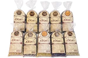 Amish Country Popcorn - 10 (1 Lb Bag) Variety Gift Set Bundle (Red, Blue, Medium White, Midnight Blue, Purple, Ladyfinger, Baby White, Rainbow, Medium Yellow, and Mushroom)