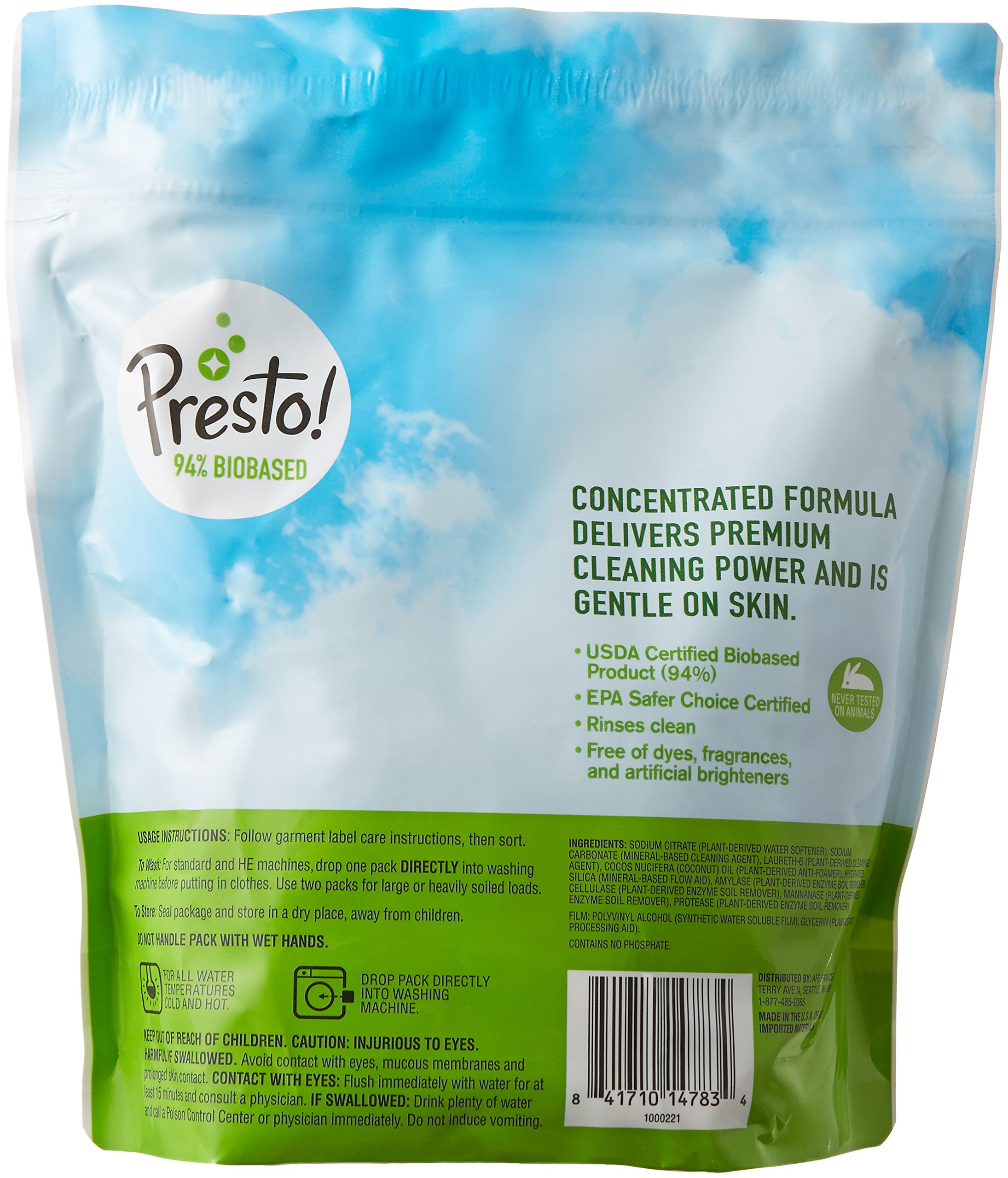 Amazon Brand Presto! 94 Biobased Laundry Detergent Packs