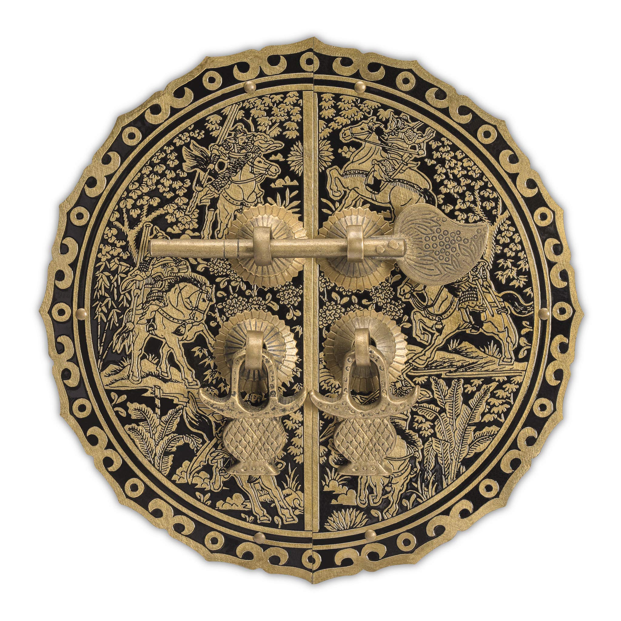 Photo 1 of "Six Horses" Brass Cabinet Face Plate Backplate Set – 5.5", by Hardware Philosophy