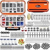 PLUSINNO 253pcs Fishing Accessories Kit, Fishing Tackle Box with Tackle Included, Fishing Hooks, Fishing Weights, Spinner Bla