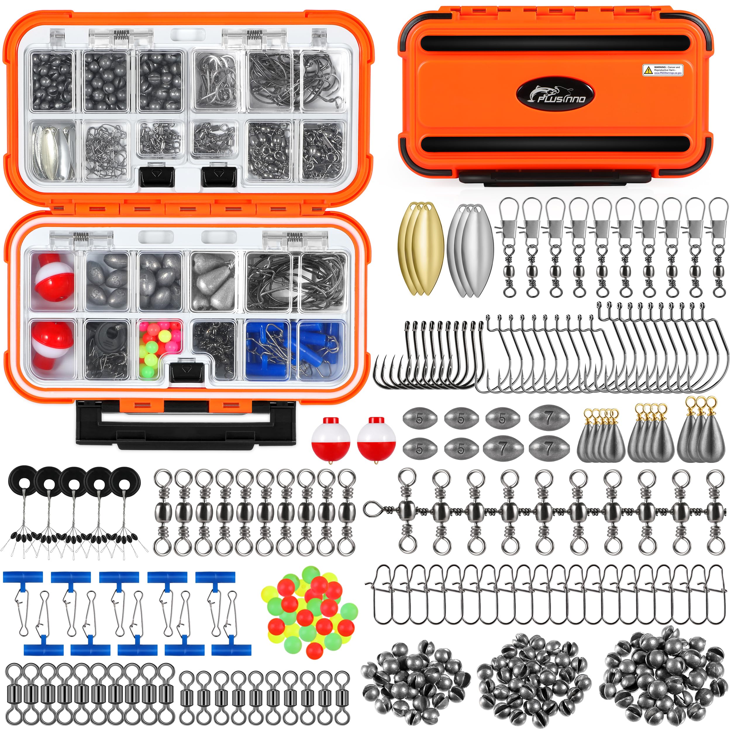 Photo 1 of PLUSINNO 253pcs Fishing Accessories Kit, Fishing Tackle Box with Tackle Included, Fishing Hooks, Fishing Weights Sinkers, Spinner Blade, Fishing Gear for Bass, Bluegill, Crappie, Fishing