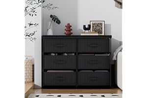 PPN Dresser with 6 Fabric Drawer Stand Desktop Sturdy Metal Plastic Support Tube Cube Storage Cabinet for Living Room, Bedroo