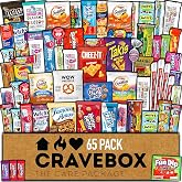 CRAVEBOX Snacks Box Variety Pack Care Package (65 Count) Halloween Treats Gift Basket Adults Kids Grandkids Guys Girls Women Men Boyfriend Birthday Cookies Chips College Student Office School