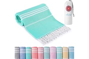 ANTFUNY Cotton Turkish Beach Towels Quick Dry Sand Free Soft Absorbent Adult Oversized Bath Pool Swim Long Wide Stripe Towel Sound Cloud Linen Sandfree Chamois Mat Summer Thing Lightweight Thin Mint Green