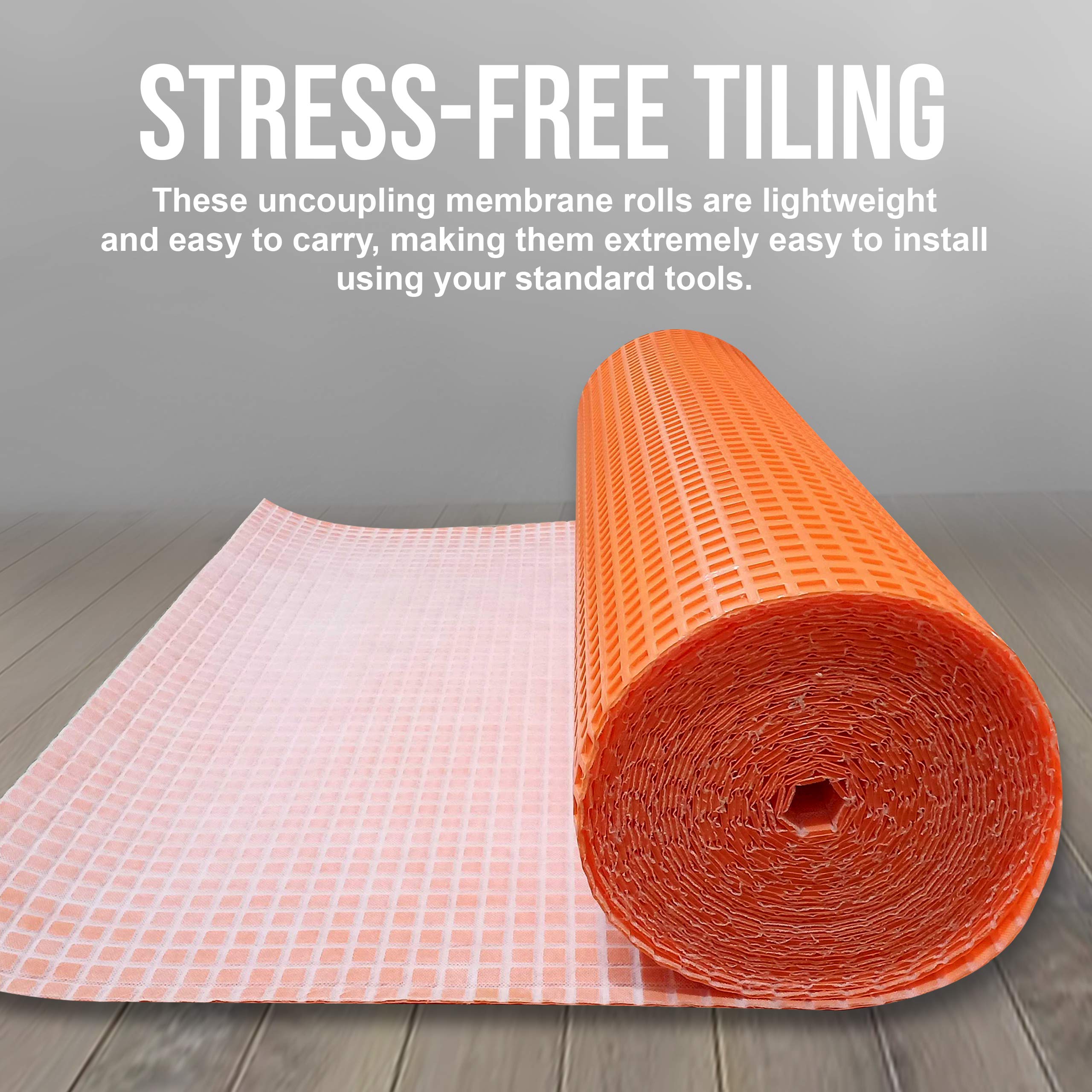 Uncoupling Membrane 3.3 feet x 45.9 feet / 150 Square Feet - Tile Underlayment Mat - Waterproofing, Anti-Fracture, Crack Isolation Membrane (1/8 inch Thick)