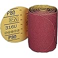 3M Stikit Red Abrasive PSA Disc, 01116, 6 in, P80, 100 Disc Roll for Auto Sanding, Primer Sanding, Rough Feather Edging