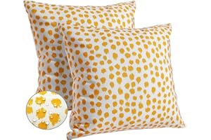Allorry Outdoor Pillow Covers 18x18 Set of 2 Boho Design Yellow Polka Dot Decorations Pillows Summer Outdoor Waterproof Patio Furniture Garden Porch Sofa Bed Cushion Covers Home Decor JB001-A18