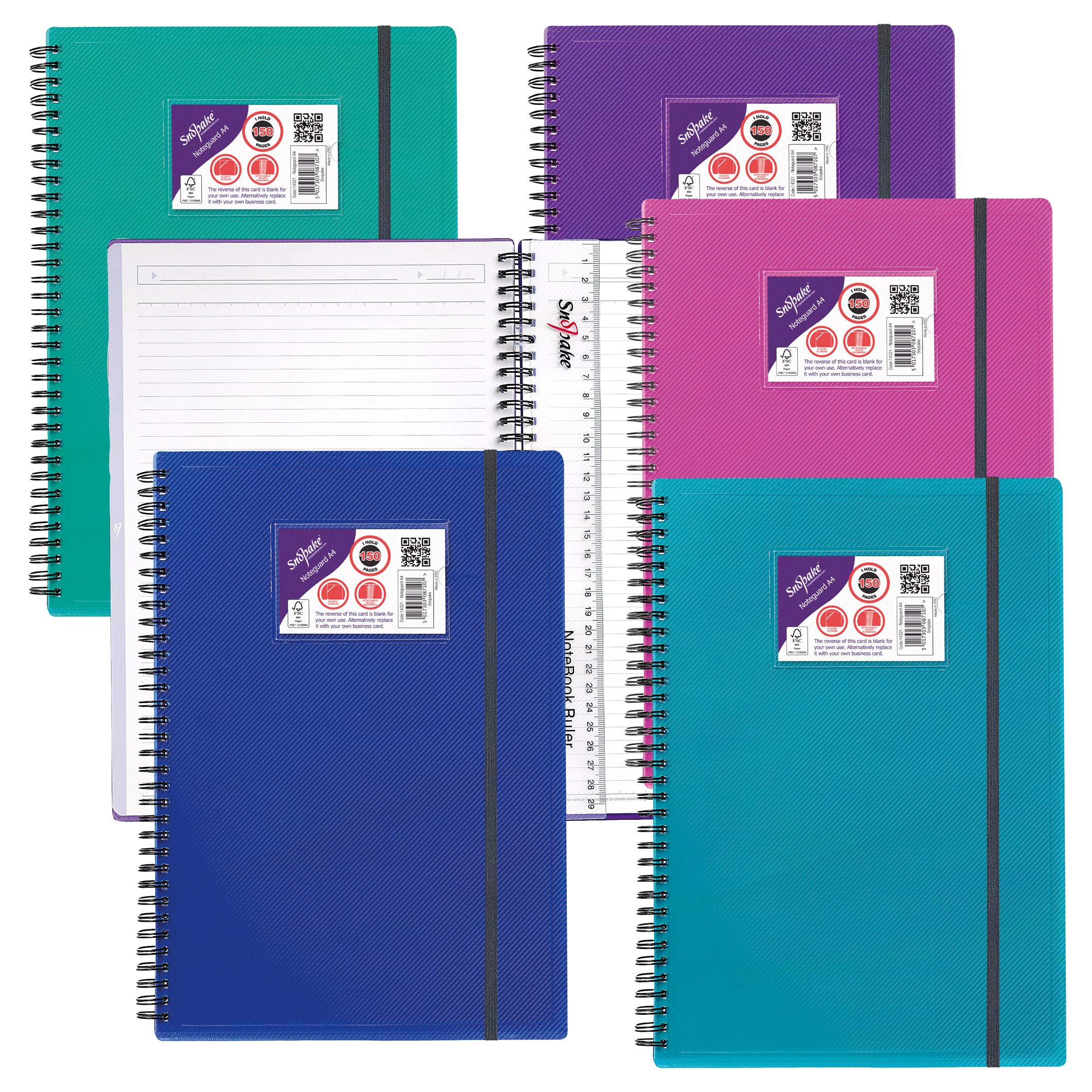 Snopake A4 NoteGuard Hardback Notebook - Electra Assorted [Pack of 5] Ref: 14321