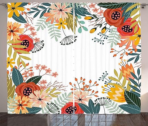 Amazon Com Ambesonne Floral Curtains Vintage Exotic Summer