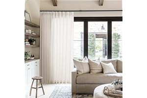 DUKIYO Pinch Pleat Linen Sheer Curtains 96 Inches Long 100 Inch Wide for Patio Sliding Door Light Filtering Semi Sheer Pleated Drapes Back Tab Cream Ivory Extra Wide 100 x 96 Curtain for Living Dining Room