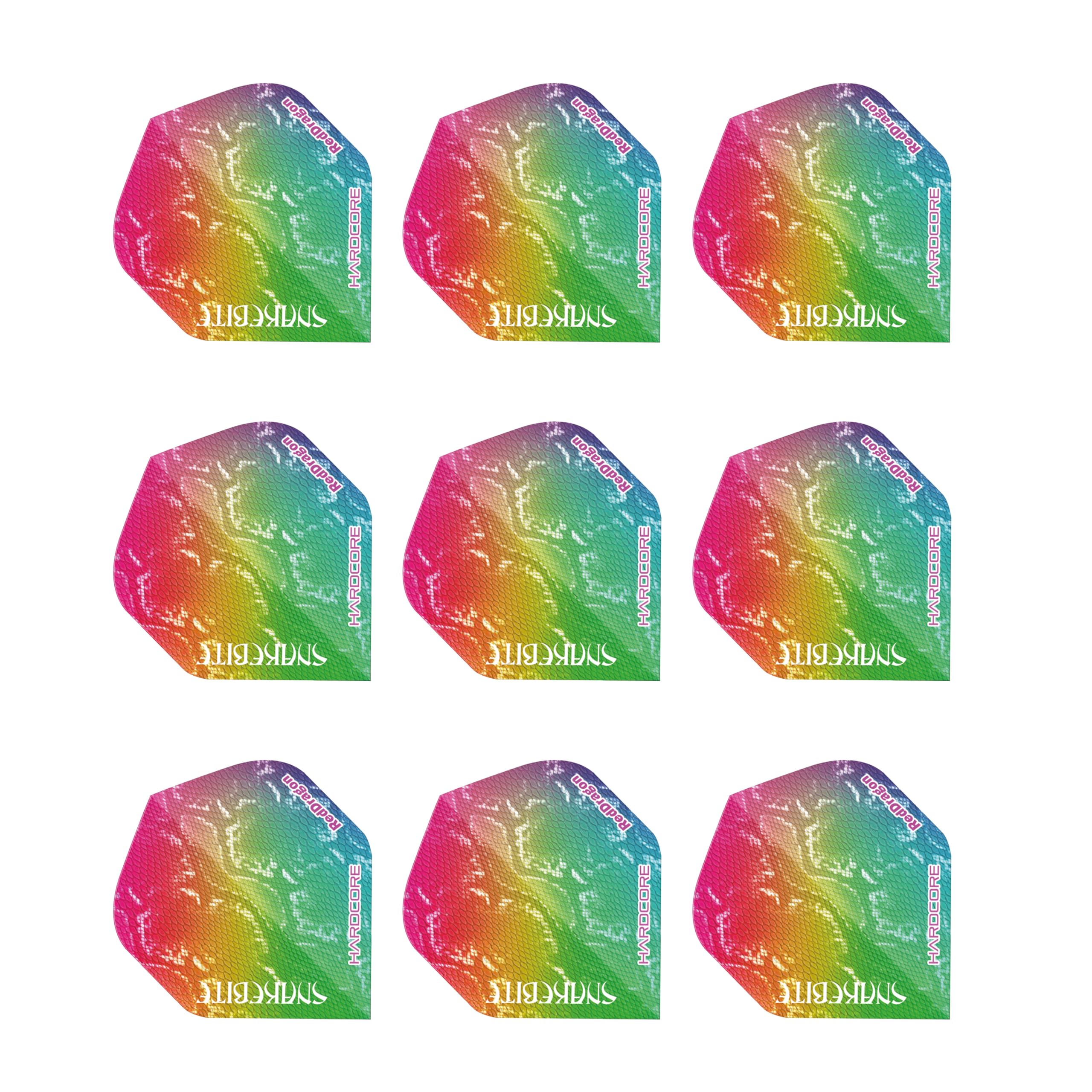 RED DRAGON Hardcore Peter Wright Snakebite Snakeskin Extra Thick Dart Flights - 3 sets per pack (9 flights in total) โ image 1