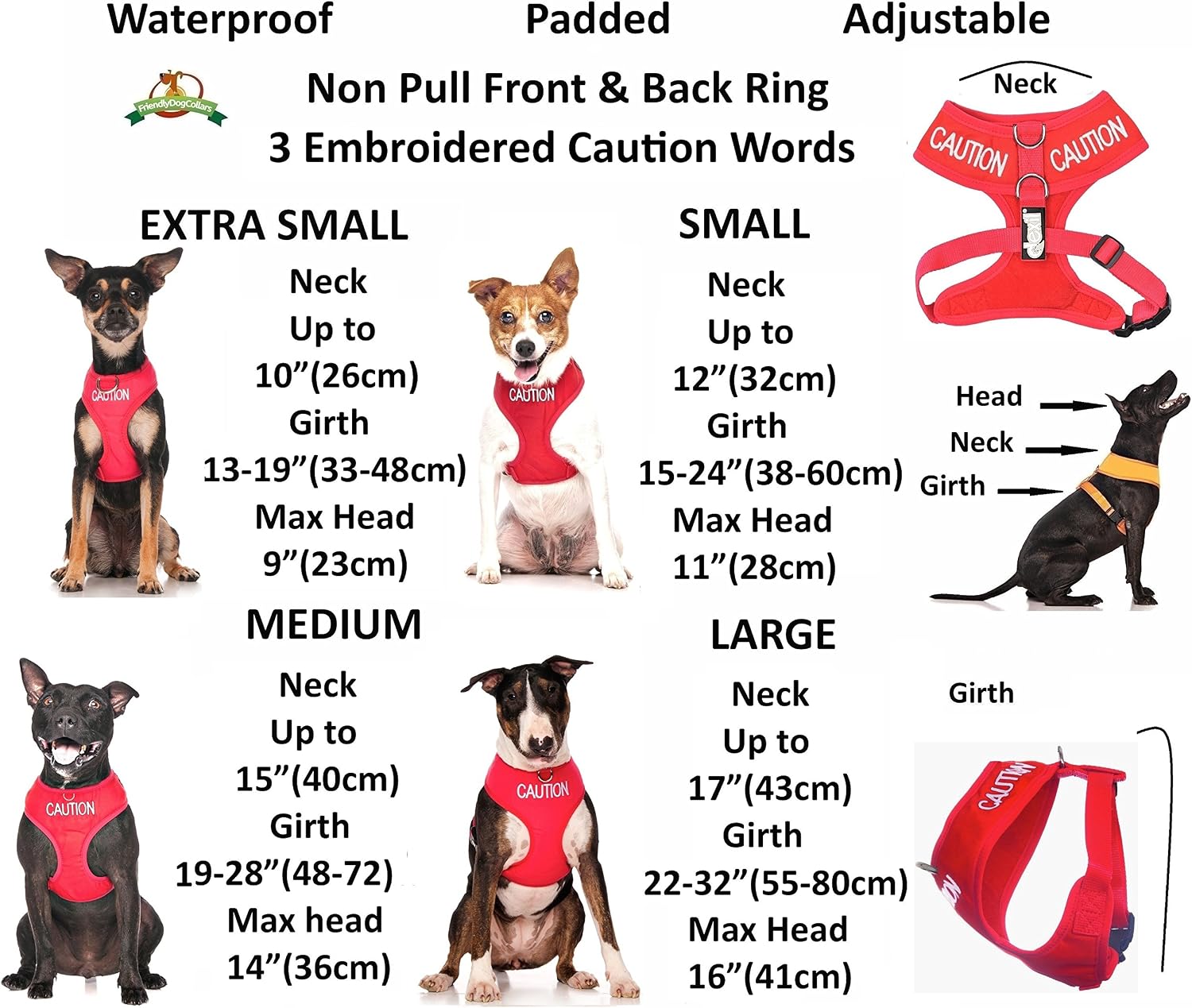 Dexil CAUTION (Do Not Approach) Red Colour Coded Non-Pull Front and Back D Ring Padded and Waterproof Vest Dog Harness PREVENTS Accidents By Warning Others Of Your Dog In Advance (S) - Image 4