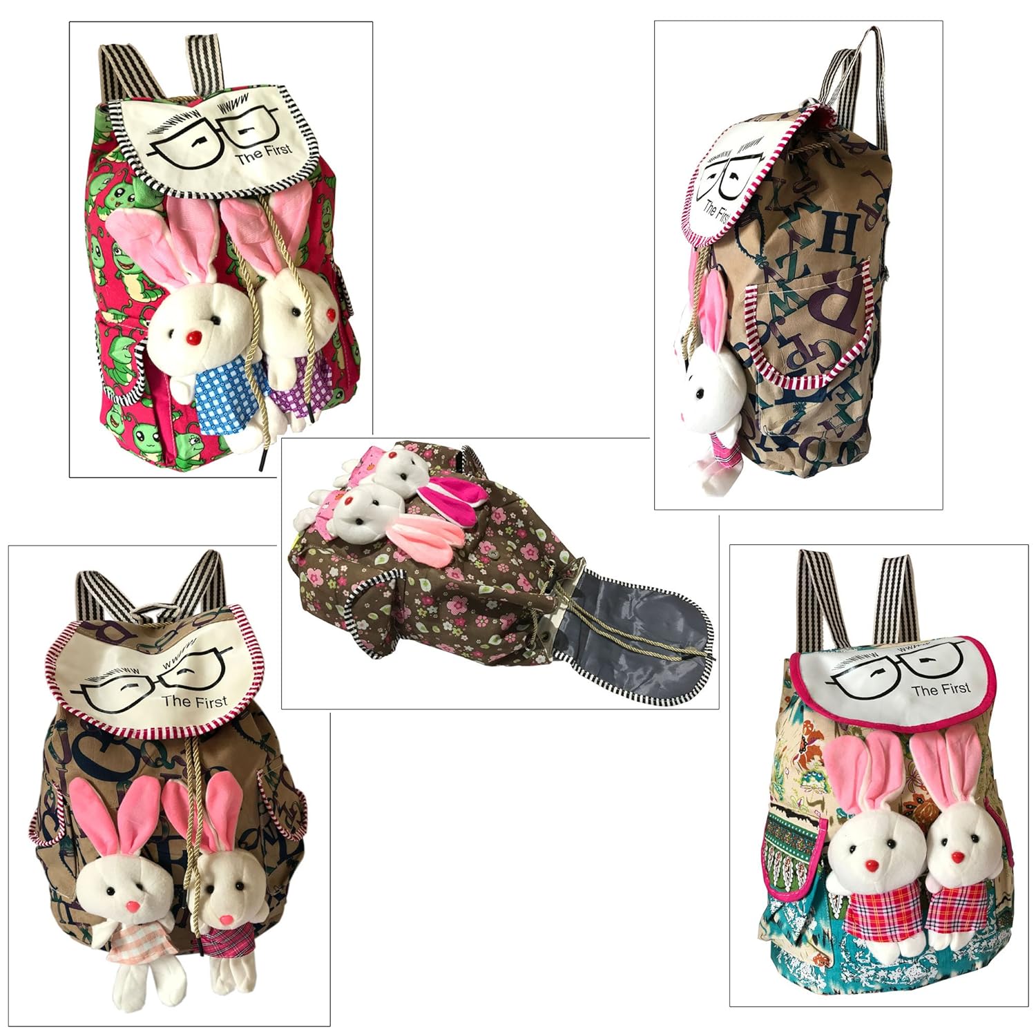 sndia women's canvas cute teddy printed backpack, random colour