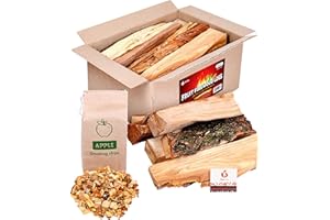 Zorestar BBQ Cooking Firewood Logs and Smoking Wood Chips - Apple Fruit Mix Fire Chips for Fruity Smoke Flavor - Precision Cut Fire Logs for Camping, Smokers, Pizza Ovens, Stoves, Grill - 15 lb