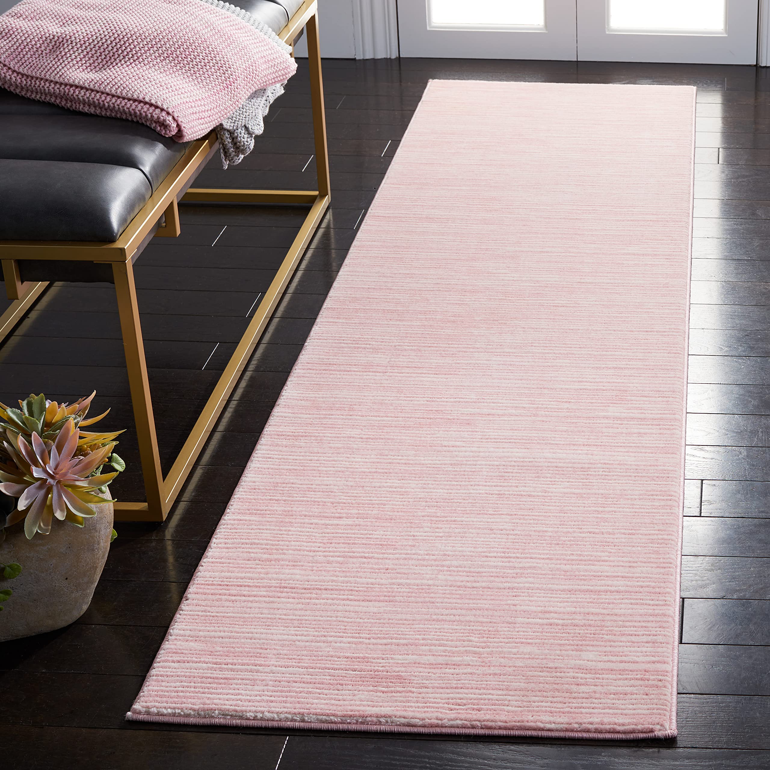 SAFAVIEH Vision Collection Runner Rug - 2'2" x 14', Pink, Modern Ombre Tonal Chic Design, Non-Shedding & Easy Care, Ideal for High Traffic Areas in Living Room, Bedroom, Dining (VSN606U-214) Image