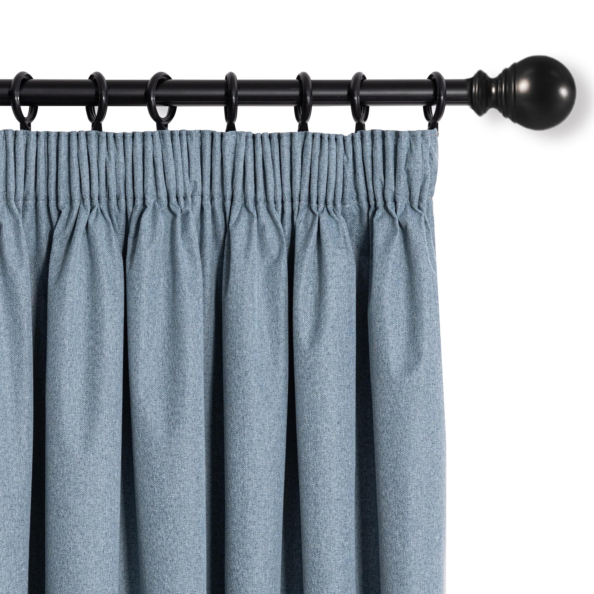 MYSKY HOME Curtains, Blackout Curtains with Ruffle Tape, Opaque Curtains, Heat-Insulated, Set of 2 Curtain, Blackout Passageways Coating, Sun Protection for Bedroom, 175 x 140 cm, Grey Blue
