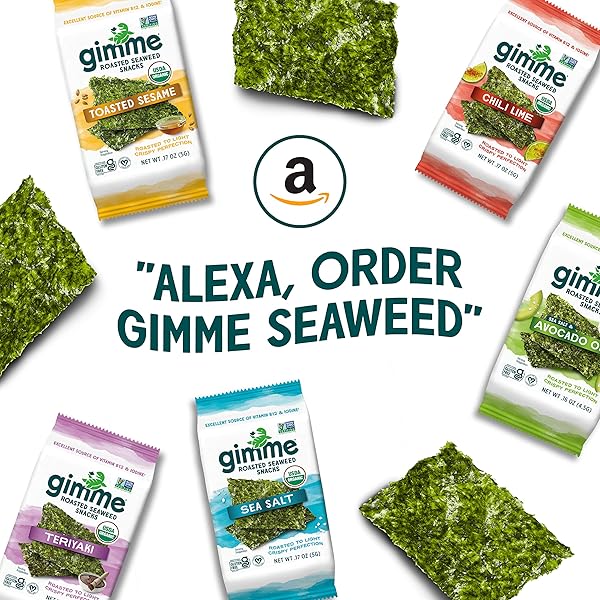 GIMME SEAWEED, ORGANIC ROASTED SEAWEED, (5G), NON-GMO & GLUTEN-FREE, SEA SALT, 0.17 OZ