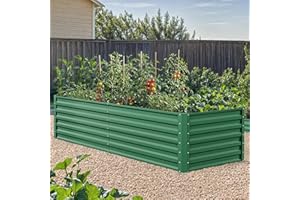 YITAHOME 72x36x24 in Galvanized Raised Garden Bed Kit, Large Metal Planter Box with Gloves & Support Rod, Outdoor Flower Bed for Plants Vegetables, Green
