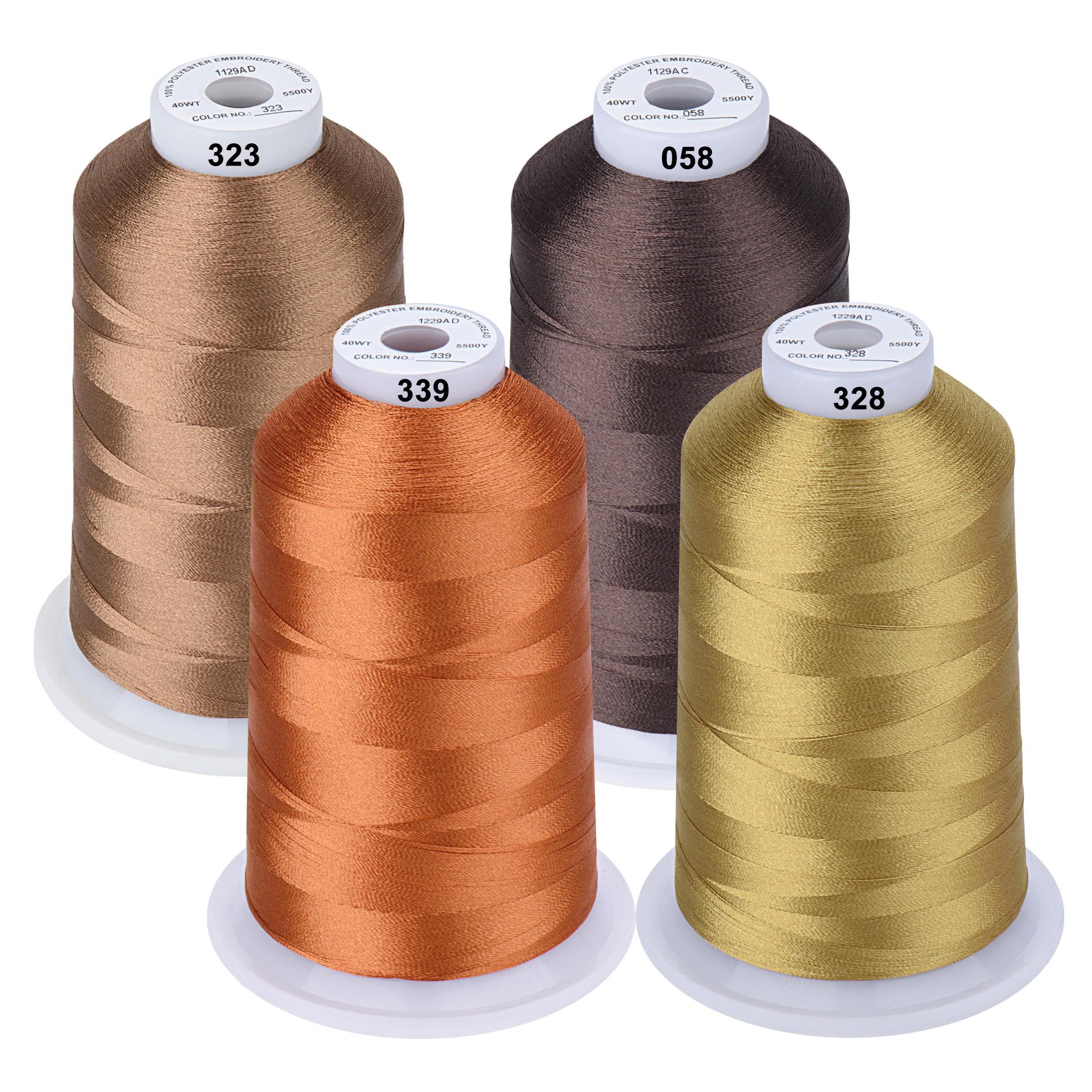 Simthread Machine Embroidery Thread 5000M King-Spools Brown Color for Brother/Babylock/Bernette/Janome/Singer/Kenmore Sewing and Embroidery Machine