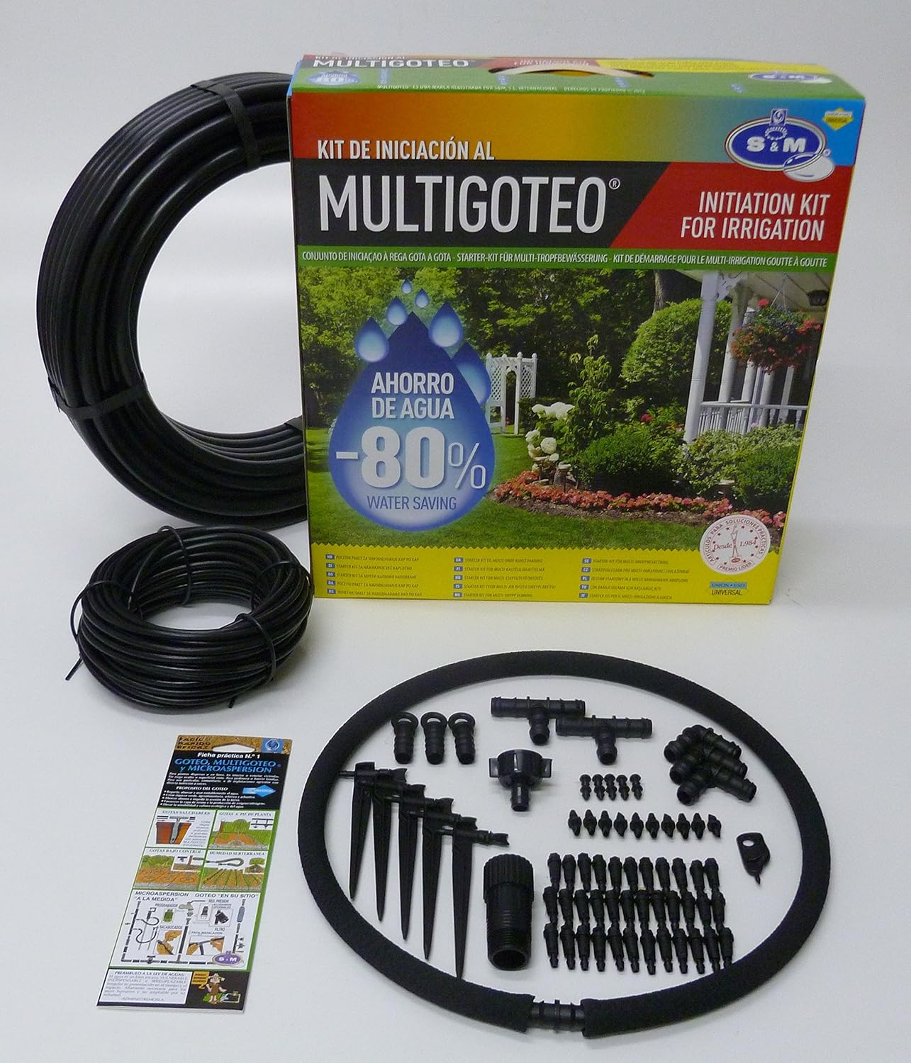 S&M 544286 Kit de Iniciación al Riego por Goteo para terrazas, huertos y macetas,Negro