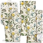Miss Adola 270 GSM Cotton Kitchen Towels, Oven Mitt and Pot Holder - 4 Pack Kitchen Decor and Accessories Set Spring Cute Farmhouse Boho Quilted Lining Heat Resistant Set with Hanging Loop, Lemon Bird