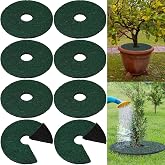 Peryiter 8 Pcs Double Side Rubber Mulch Tree Ring 12 Inch, Heavy Duty Rubber Mulch Mat, Tree Root Protector Mat Reversible Round Root Ring Weed Barrier for Prevent Animal Dig (Green)