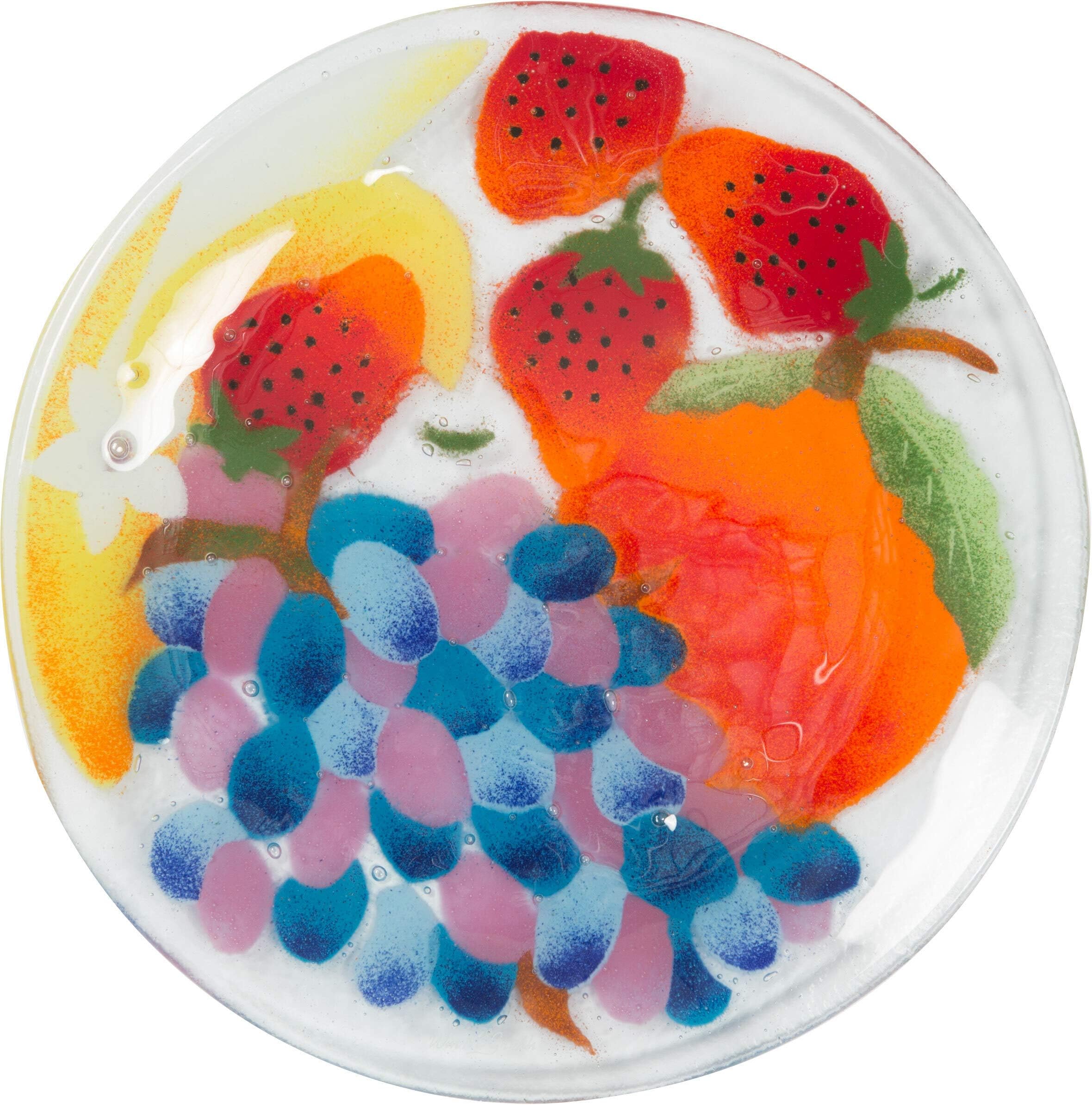 Fusion Art Glass 8-Inch Round Plate with Fruite Medley Design