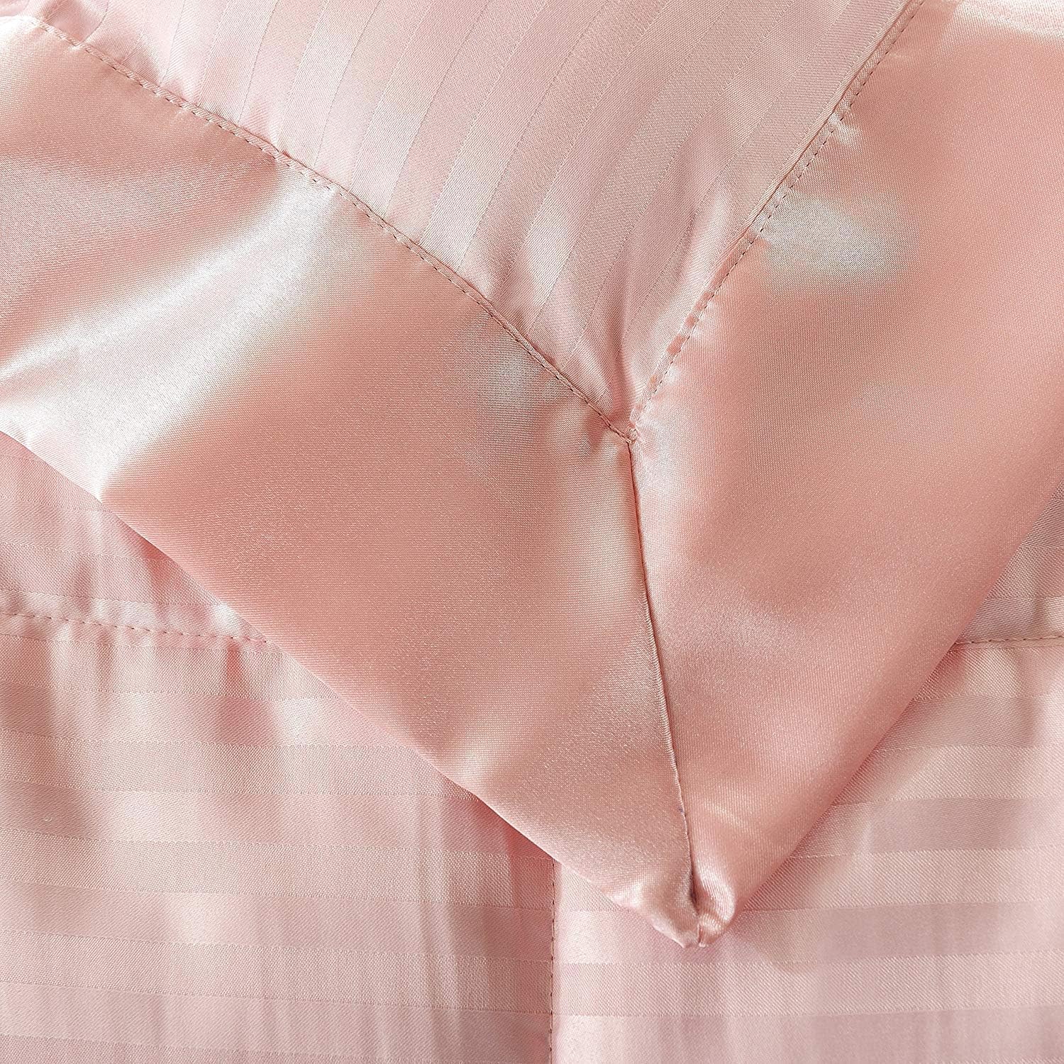 downluxe Lightweight Queen Down Alternative Blanket with Satin Trim, Pink, 90 X 90 Inch: Home & Kitchen