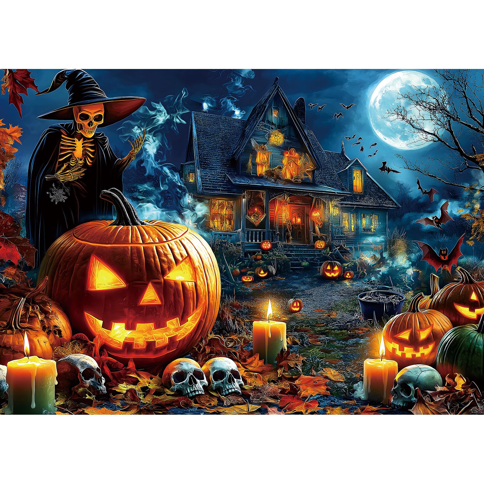 Photo 1 of Blueforest Halloween 1000 Piece Jigsaw Puzzle for Adults - Haunted House Horror Night Challenge Puzzle | Includes Free Poster & Lettered Back Pieces | Perfect for Adult Puzzle Enthusiasts