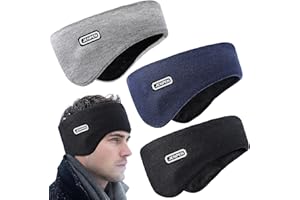 JenPen 3 Pcs Double-layer Ear Warmers Headband for Men Women Knit Fuzzy Lined Winter Ear Muffs for Adult Running Cycling Ski